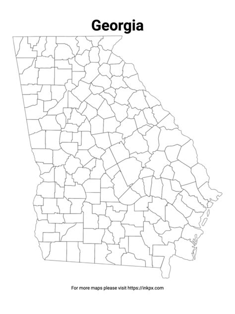 Printable Map Of Georgia State With County Outline · Inkpx