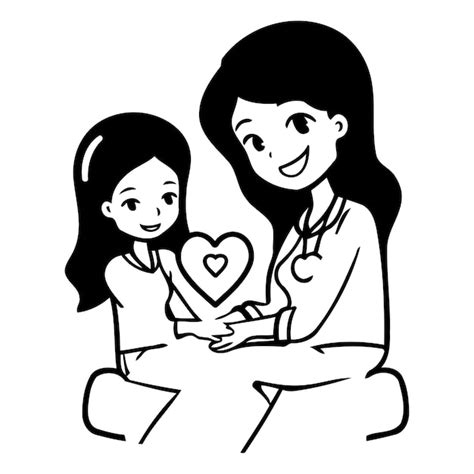 Premium Vector Mother And Daughter Sitting On The Floor And Holding A