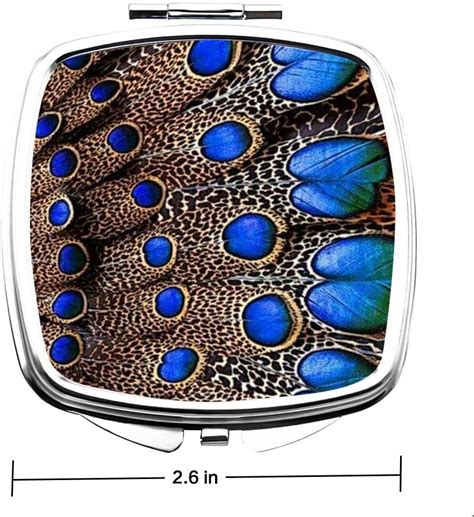 Oval Two Sided Handheld Peacock Feather Makeup Mirror Stylish Light