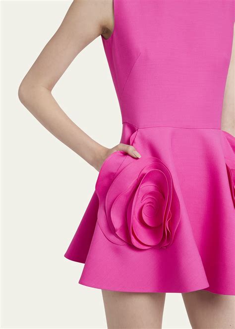 Valentino Garavani Crepe Couture Fit And Flare Mini Dress With Rosette