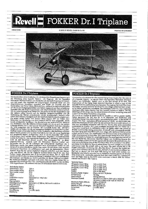 Mode D Emploi Revell Fokker Dr I Triplane 12 Des Pages