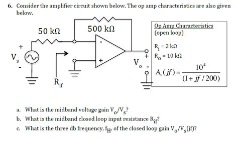 Solved Consider The Amplifier Circuit Shown Below The Op