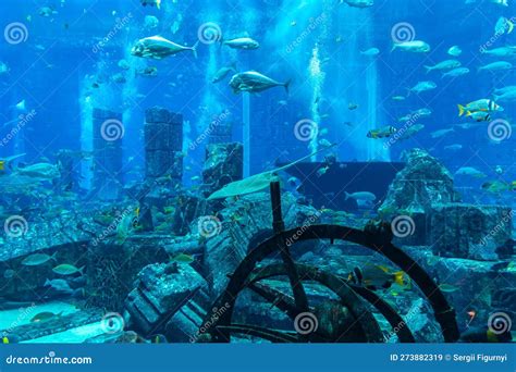 Aquarium in Hotel Atlantis in Duba Editorial Stock Image - Image of ...