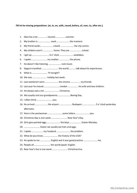 Practice On Prepositions General Gra English Esl Worksheets Pdf Doc