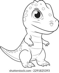 Cute Dinosaur Cartoon Black White Lines Stock Vector (Royalty Free ...