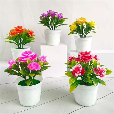 Windfall Potted Plant Lifelike Artificial Plastic Simulation Flowers Pot For Home Fake Flowers