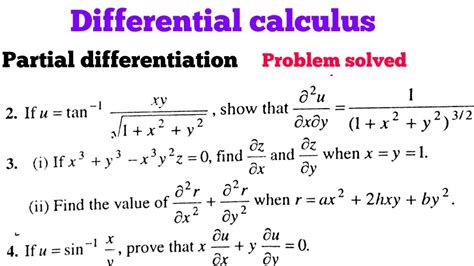 Differential Calculus Exercise A Solution Partial Derivatives Problem