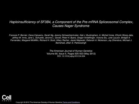 Haploinsufficiency Of Sf B A Component Of The Pre Mrna Spliceosomal