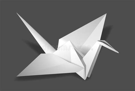 Crane Origami Illustration Drawing Engraving Ink Line Art Vector