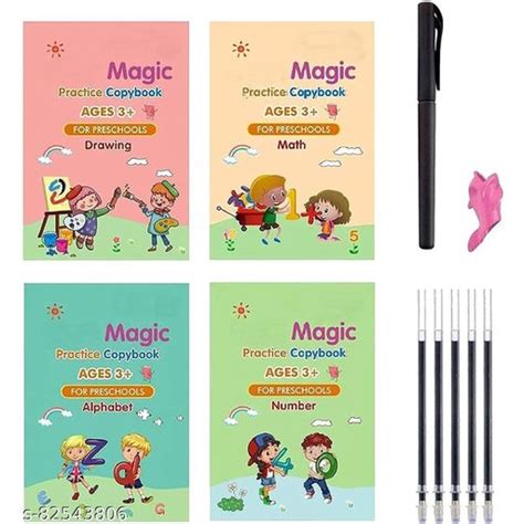 4pcs Magic Practice Copybook With Pen Reusable Handwriting English