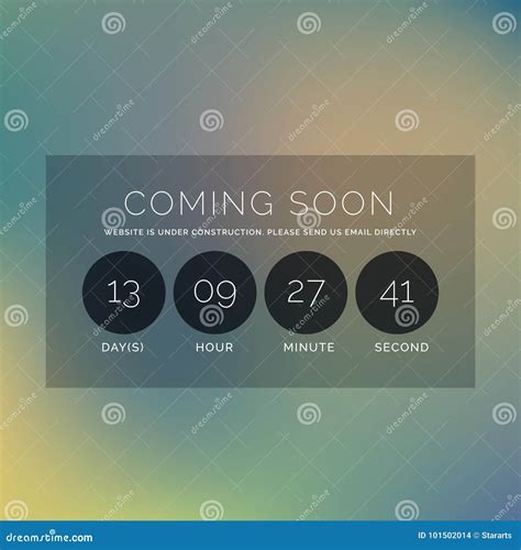 Blurred Background With Coming Soon Text And Countdown Timer Stock