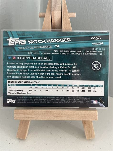 2017 TOPPS CHROME SAPPHIRE 433 MITCH HANIGER RC REFRACTOR MARINERS