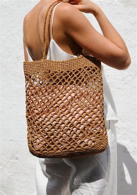 Raphia Sac Filet Crochet Raphia Fourre Tout Sac Cabas D T Sac De