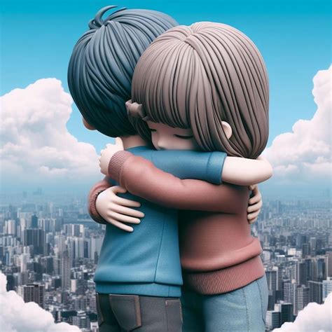 Premium Photo National Hugging Day Ai Images Two Characters Hugging