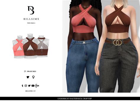 The Sims Resource Underbust Halterneck Crop Top