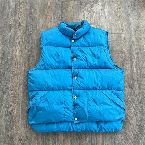 Vintage 90s Ll Bean Blue Puffy Vest L Depop