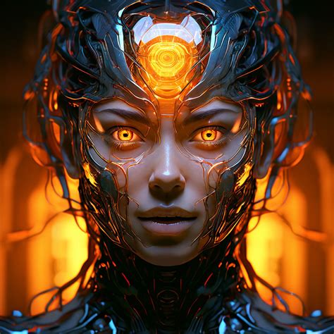 Glowing cyborg female face by Igor Kuzmanic - Playground