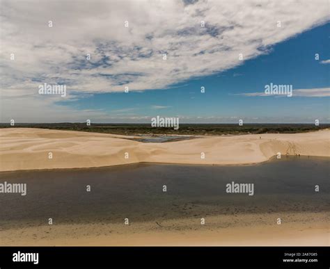 Aerial Shot Of The Sand Dunes And Lagoons In Brazil Lencois