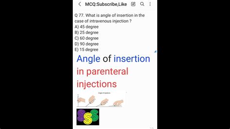 Pharmacy Question And Answer Discussion Q Angle Of Insertion In