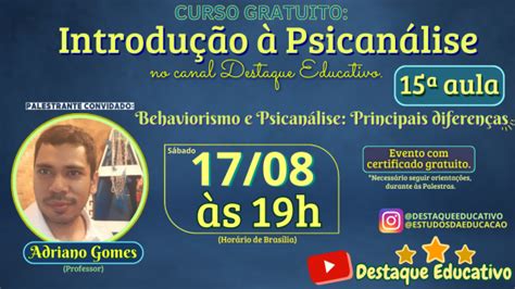 Aula Curso Introdu O Psican Lise Tema Behaviorismo E