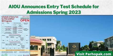 Allama Iqbal Open University Aiou Entry Test Schedule For Phd Mphil And