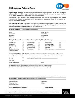 Uk H Health Insurance Referral Form Fill Online Printable