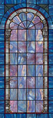 Church Window Film: Stained glass window film plain designs.