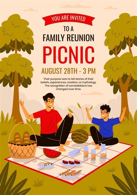 Edit and get this Hand-drawn Family Reunion Picnic Invitation template for free