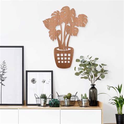 Houten Wanddecoratie Mahoniefineer Monstera Plant Wall Art Nl