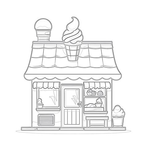 Ice Cream Shop Coloring Page | Coloring Pages Mimi Panda