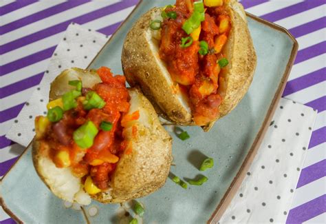 Chilli Loaded Baked Potatoes Recipe The Lucky Sprout