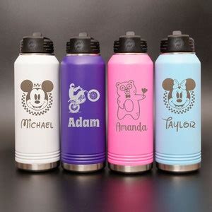 Personalized Laser Engraved Water Bottle With Custom Image Logo Text