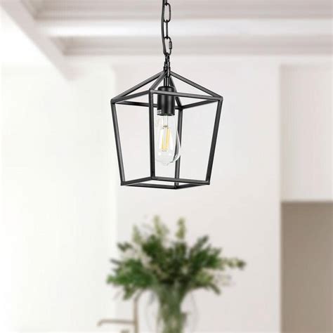 YANSUN 1 Light Farmhouse Black Kitchen Island Pendant Light Industrial