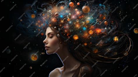 Premium Photo Celestial Woman With Planets In Hair Universe Woman