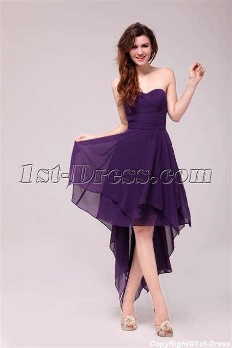 Stunning Purple High Low Prom Dress With Irregular Skirt 18000 High Low Prom Dress Dresses