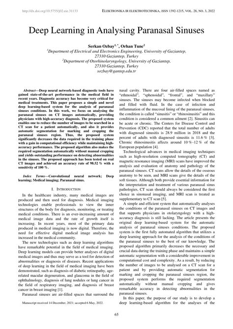 Pdf Deep Learning In Analysing Paranasal Sinuses