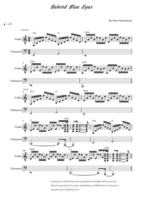 Behind Blue Eyes Arr Cleber Domingues By Limp Bizkit Sheet Music For