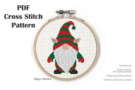 Christmas Gnome Elf Cross Stitch Pattern PDF File