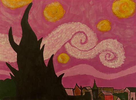 Van Gogh The Starry Night Pink Version Gogh The Starry Night Van