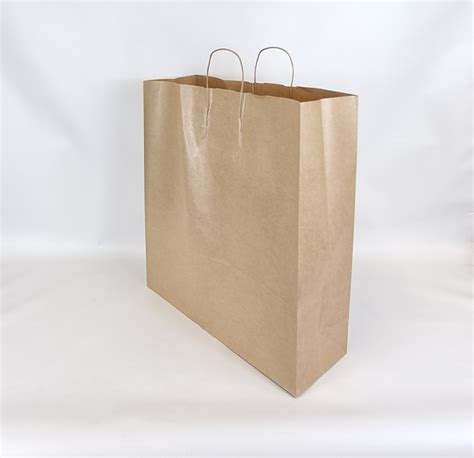 450150x490mm Brown Paper Twist Handle Carrier Bag Ribbed Esc Packaging