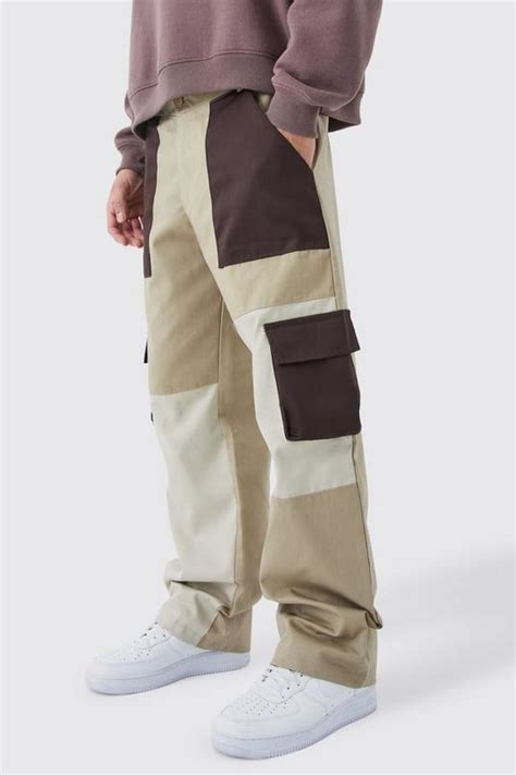 Relaxed Fit Colour Block Cargo Trouser Boohoo Uk