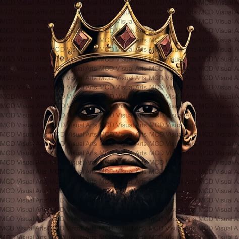 Lebron James King With Crown Portrait Fine Art Painting Style Digital Image Png File Etsy