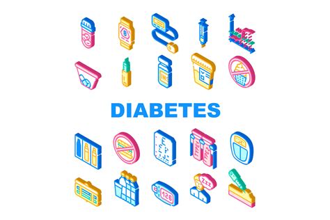 Diabetes Ill Treatment Collection Icons Set Vector By Sevector