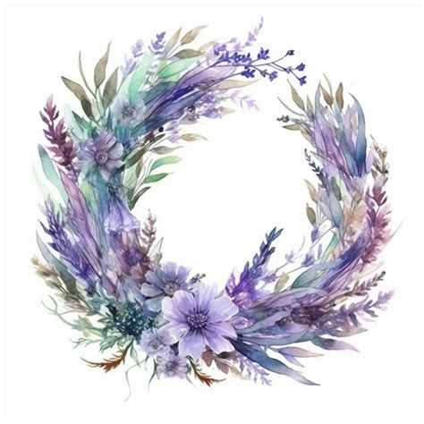 14 Purple Lavender Flower Wreath Clipart Bundle 14 High Quality 