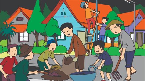 Gambar Gotong Royong Di Masyarakat Kartun - 52+ Koleksi Gambar