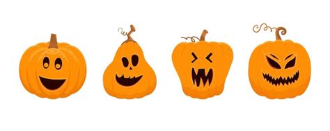 Premium Vector | Halloween pumpkin smile collection