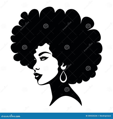 Afro Hair African Woman Silhouette In Black Color Laser Cutting Eps10