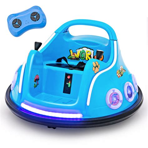 TOBBI 12V Bumper Car for Kids Ride on Kids Toys with Remote Control 360 Spin Music LED Lights ...