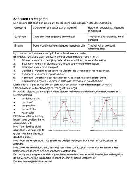Scheikunde 4 6 VWO Examenstof Scheiden En Reageren Een Zuivere Stof