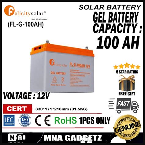 Solar Battery Felicity V Ah Ah Solar Gel Deep Cycle